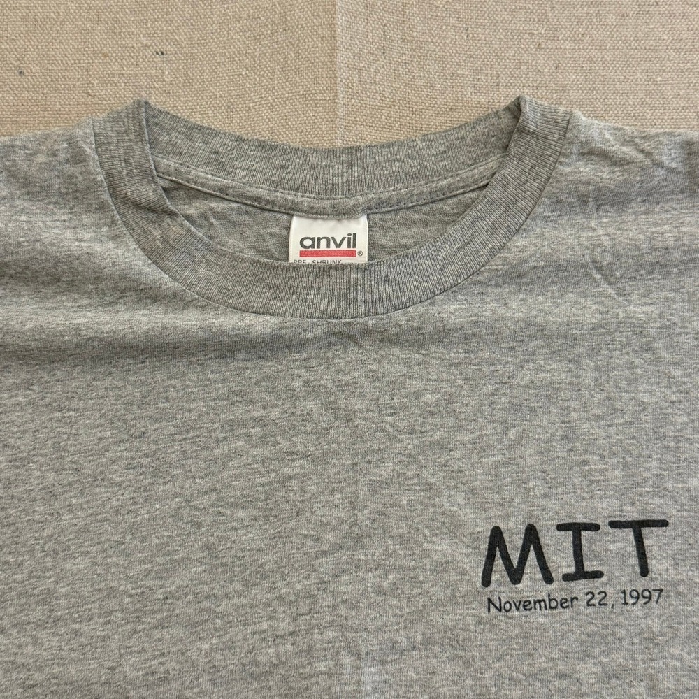 Vintage 1997 MIT Infinite Buffet T-Shirt Heather Gray Anvil 90s University Tee